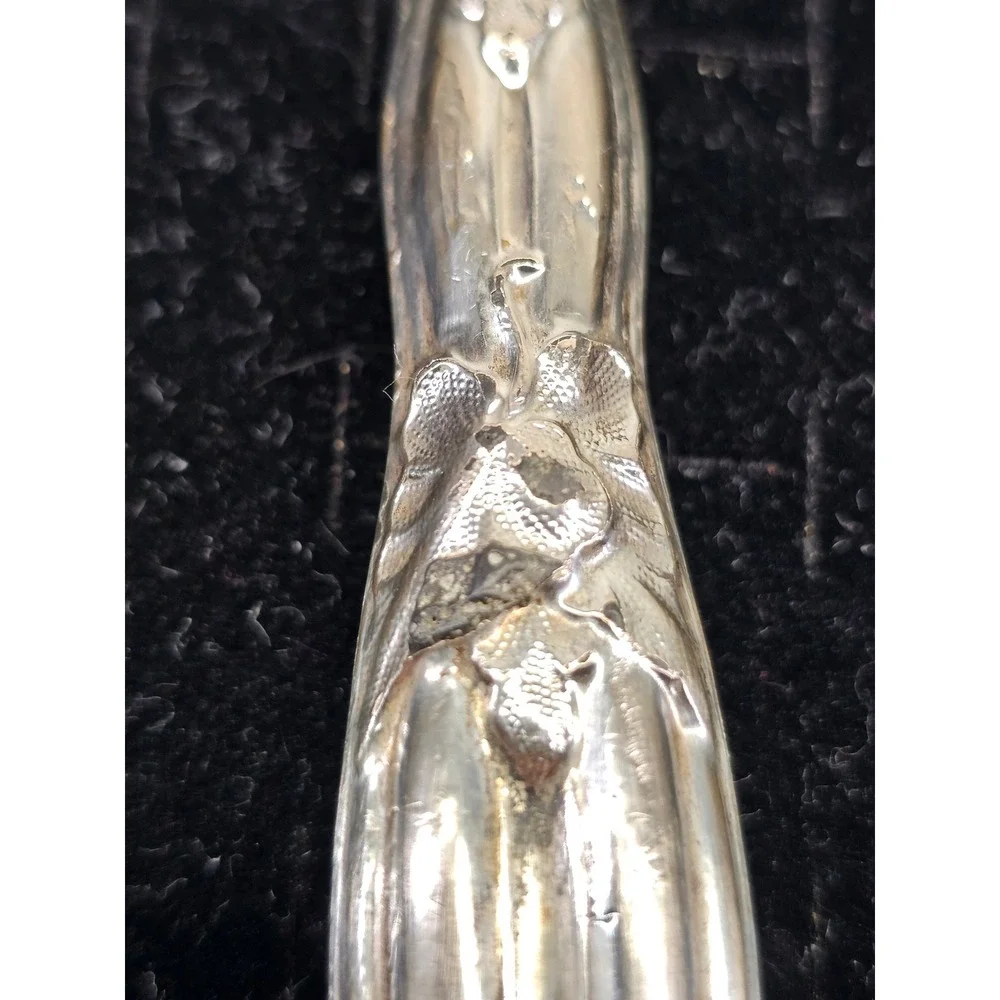 Butter Spreader Sterling Silver Handle Floral Art Nouveau Antique Silver